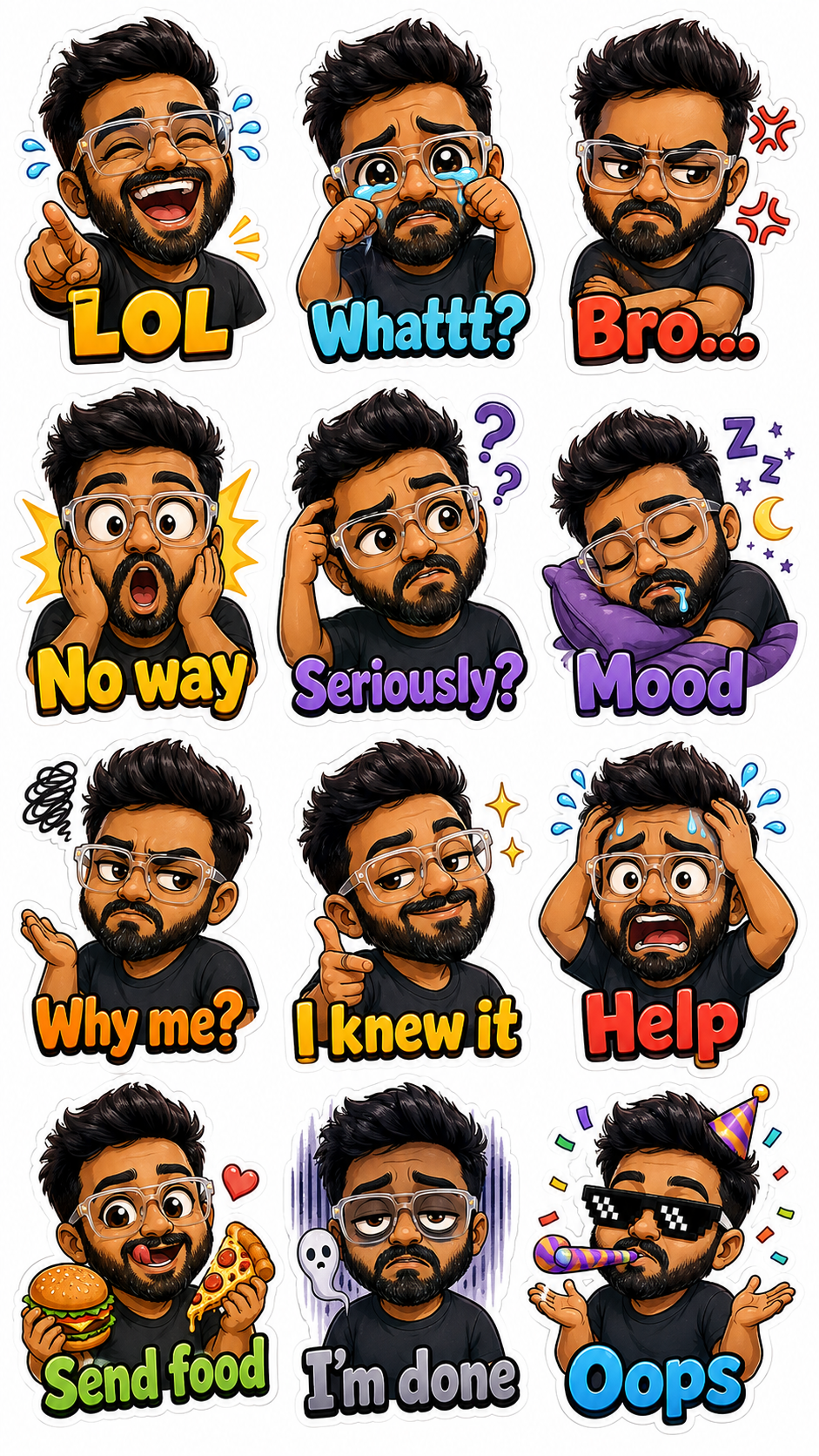 Custom Chibi Sticker Pack – Turn Your Favourite Face into Art